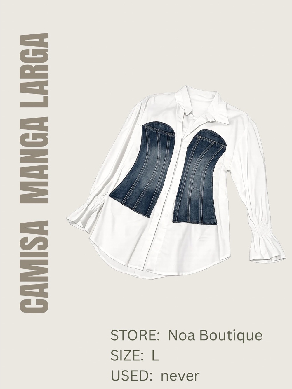 Blouse with Dark Blue Denim Corset Insets